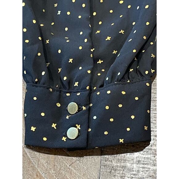 Ava Viv 1X Top Womens Plus Size Scoop Neck Blouse Back Gold Pullover Pleated - Picture 4 of 7